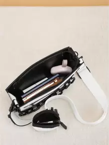 Women Chain Decor Minimalist Crossbody Bag, For Daily Use - White - View 4