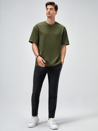 Manfinity NiteLyfe Men Versatile Casual Solid Drop Shoulder Tee