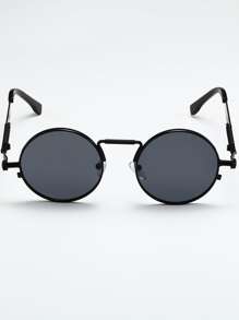 一副男女通用圆形金属框时尚眼镜，适合日常佩戴和驾驶，也适合夏季海滩度假、户外活动和旅行。