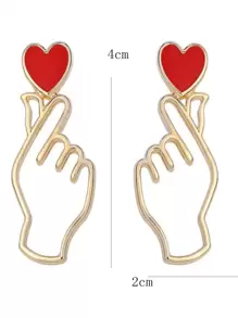 Heart & Hand Drop Earrings Valentines,Mom,Mother,Mother's Day,Gift - Multicolor - View 3