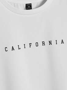 EASEVO Hombres Camiseta con estampado de letra