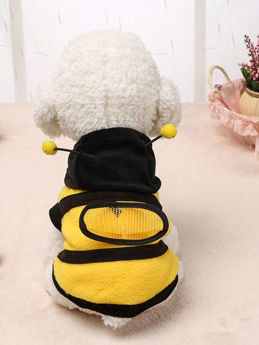 1pc Bee Design Pet Hoodie For Dog And Cat For Cold Season - Yellow - View 1