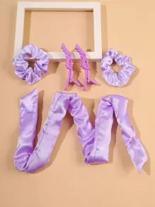 Set de 5 rodillos para el cabello, esenciales para volver al colegio, viajes y vacaciones, accesorios para el cabello para mujeres - Púrpura malva - Ver 1