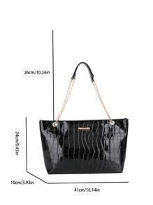 Bolso de hombro de gran capacidad con decoración de cadena de metal, bolso escolar, mochila de regreso a la escuela, de gran capacidad, ligero, portátil, informal para negocios, adecuado para adolescentes, mujeres, estudiantes universitarios, principiantes y trabajadores de oficina, perfecto para el regreso a la escuela, el primer día de clases, la universidad, la escuela secundaria, el trabajo y los viajes