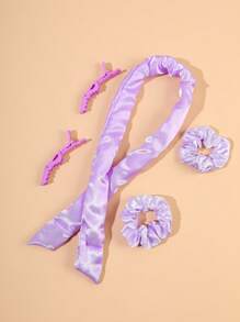 Set de 5 rodillos para el cabello, esenciales para volver al colegio, viajes y vacaciones, accesorios para el cabello para mujeres - Púrpura malva - Ver 3