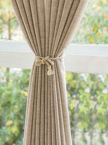 1pc Japanese Living Room Modern Simple Dust-Proof & Heat Insulation Curtain - Khaki - View 5