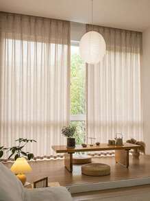1pc Japanese Living Room Modern Simple Dust-Proof & Heat Insulation Curtain - Khaki - View 8