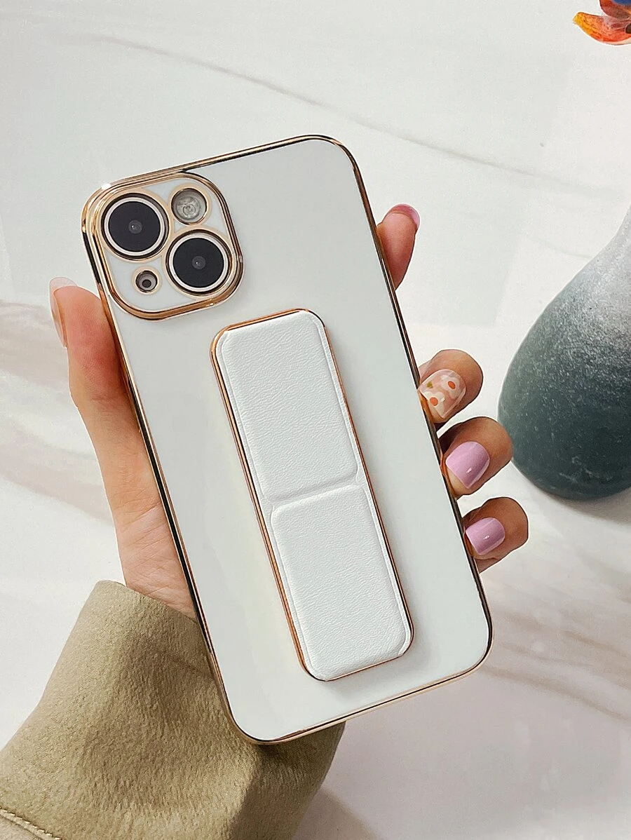 Vỏ điện thoại mạ điện có giá đỡ có thể gập lại - trắng - Xem 1
