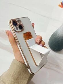 Vỏ điện thoại mạ điện có giá đỡ có thể gập lại - trắng - Xem 2