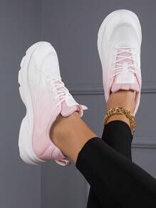 運動鞋適用於女士漸層前綁帶賽跑運動鞋