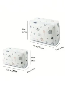 1pc Random Pattern PEVA Clothes Storage Bag, Modernist Foldable Comforter Storage Bag For Bedroom