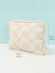 1Pc Bông Họa Tiết Thỏ Chống Nước Dễ Thương Thỏ Túi Lục Giác Dung Tích Lớn Túi Trang Điểm Cho Nữ Cô Gái Bảo Quản Trang Điểm Sắp Xếp Hộp Đựng Trang Điểm - Màu be - Xem 7