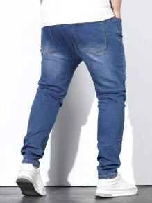 Manfinity Homme Men Plus Cotton Slant Pocket Jeans - Medium Wash - View 2