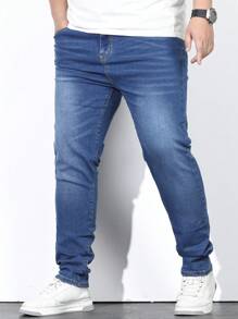 Manfinity Homme Men Plus Cotton Slant Pocket Jeans - Medium Wash - View 5