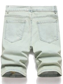 Manfinity LEGND Hombres Shorts en mezclilla desgarro crudo - Lavado ligero - Ver 2