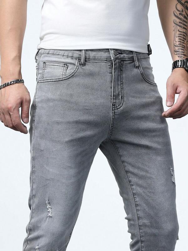 Manfinity Homme Men Cotton Ripped Frayed Skinny Jeans SHEIN USA