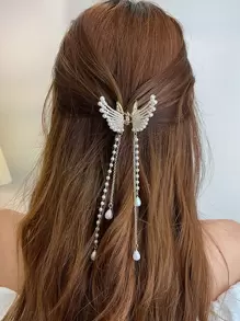 1 Nữ Ngọc Trai Giả & Cánh Trang Trí Vuốt Tóc Cá Sấu, Để Trang Trí - Vàng - Xem 1