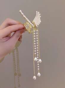 1 Nữ Ngọc Trai Giả & Cánh Trang Trí Vuốt Tóc Cá Sấu, Để Trang Trí - Vàng - Xem 3