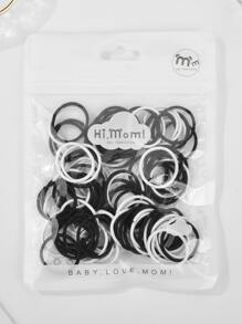 100入組素色髮圈 - 黑與白 - 查看 2