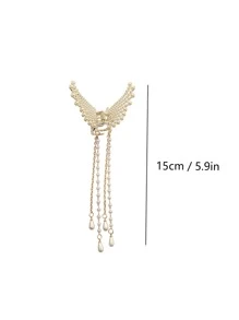 1 Nữ Ngọc Trai Giả & Cánh Trang Trí Vuốt Tóc Cá Sấu, Để Trang Trí - Vàng - Xem 5