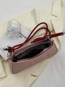 Medium Bag Letter Embossed Chain Decor - Pink - View 5