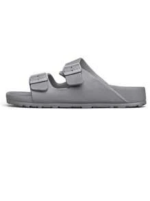 Men's Plastic Waterproof Wear-Resistant Slip-Resistant Solid Color Flat Heel Open Toed Slippers