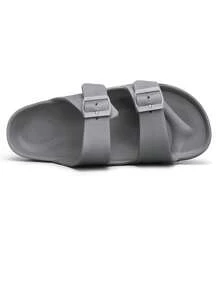 Men's Plastic Waterproof Wear-Resistant Slip-Resistant Solid Color Flat Heel Open Toed Slippers