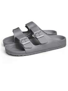 Men's Plastic Waterproof Wear-Resistant Slip-Resistant Solid Color Flat Heel Open Toed Slippers