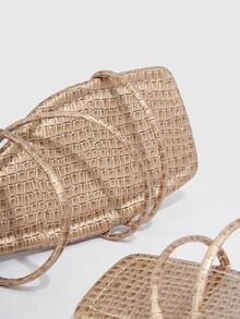 女性鱷魚壓紋細帶平底優雅杏涼拖 - 杏色 - 查看 4