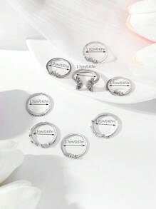 8 Cái/bộ Hợp Kim Kẽm Thời Trang Đá & Nhẫn Trang Trí Hình Bướm Cho Nữ Trang Trí Hàng Ngày - Bạc - Xem 3