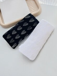 2pairs Girls' Thin Love Patterned Jacquard Pantyhose Stockings, Suitable For Daily, Festival Wear, Cute College Style, Spring/Summer And Suitable For Dress Or Shorts Matching - Multicolor - View 3