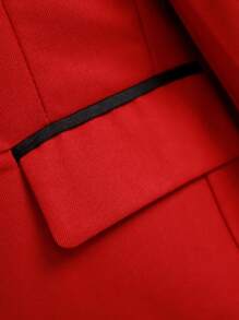 小男童1入組拼接面西裝外套和1入組長褲 - 紅色 - 查看 6
