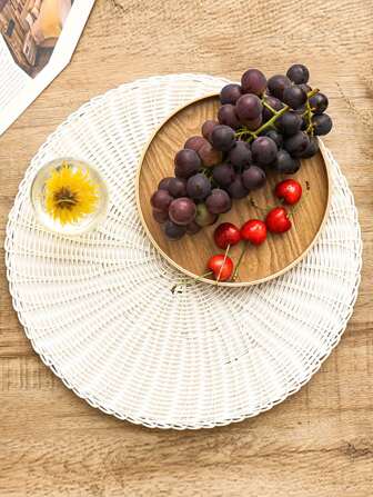 1pc Bamboo Placemat, Minimalist Plain Woven Table Mat For Home