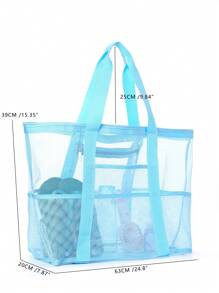 Túi lưới polyester rỗng đi biển dung tích lớn Túi giặt du lịch Túi đựng đồ bơi Túi lưới đi biển tối giản, Quà tặng Ngày của Mẹ cho Mẹ - Màu xanh nhạt - Xem 3