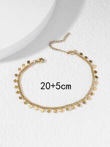 1pc Fashionable Stainless Steel Geometric Charm Anklet For Women For Beach - Yellow Gold - View 3