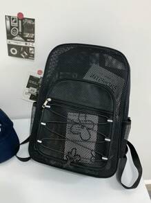 Mochila transparente de gran capacidad para hombres, bolso de hombro - Negro - Ver 1