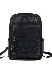 Mochila transparente de gran capacidad para hombres, bolso de hombro - Negro - Ver 2