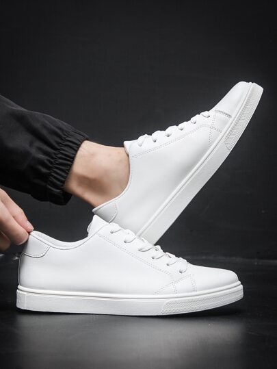 Men's Stylish Simple & Comfortable White Casual Sports Shoes, Slip-Resistant, Suitable For Four Seasons And Various Occasions