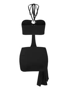 Cut Out Tie Backless Halter Bodycon Dress