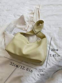 Túi Hobo tối giản PU mềm - Màu Mù tạt vàng - Xem 5