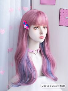 Long Body Wave Synthetic Wig With Bangs - Multicolor - View 7
