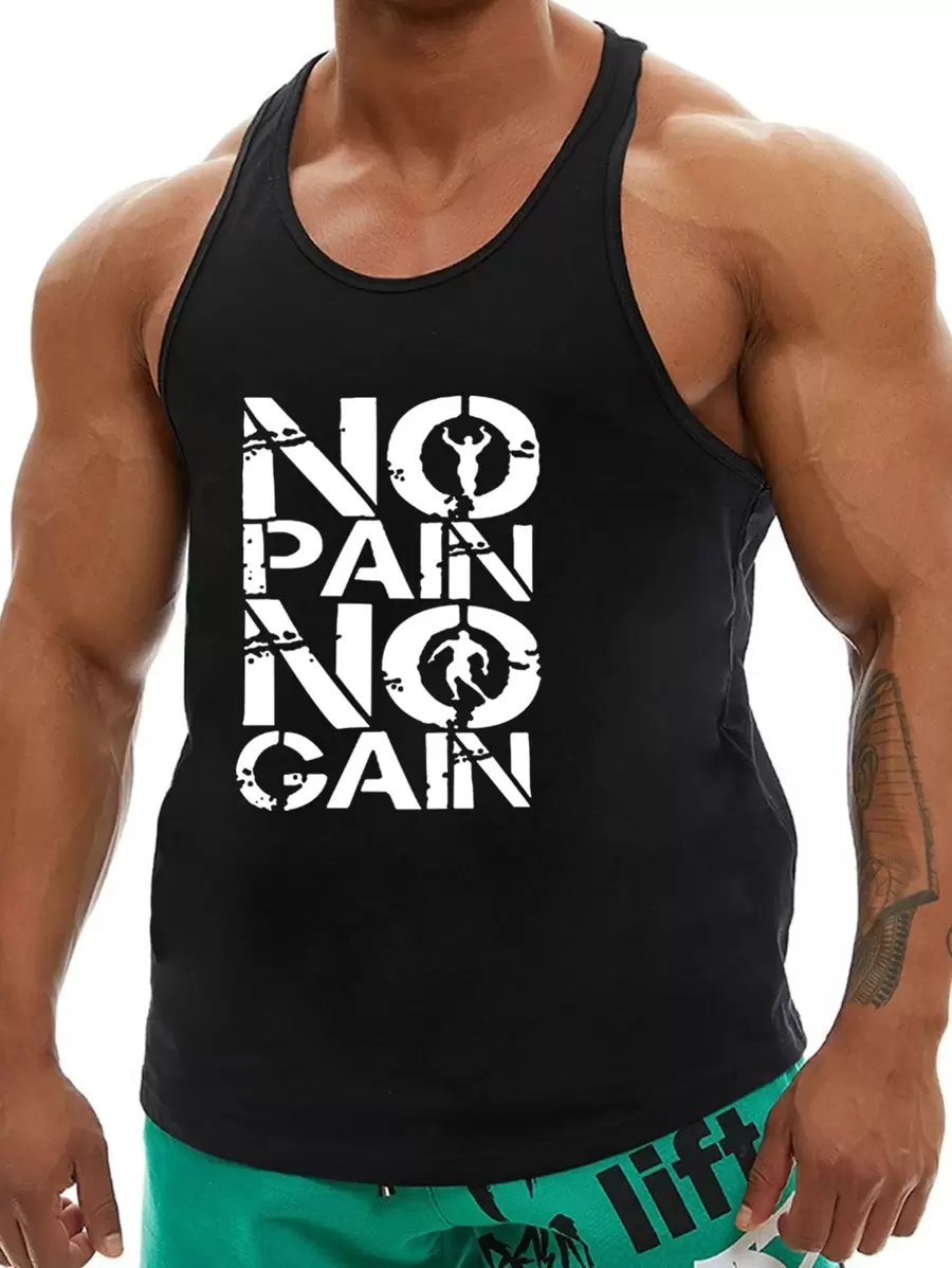 Manfinity Sport Corelite Áo ba lỗ thể thao Boyfriend Style Men Slogan Graphic Racer Back Áo ba lỗ tập luyện Áo ba lỗ Gói Áo nén - màu đen - Xem 1