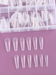FULL BEAUTY Elevate Your Style With 120pcs Coffin Clear Transparent Nail Mould For Home DIY Nail Salon Nail Extension Press On Nails Nail Supplies - Clear - View 1