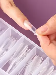 FULL BEAUTY Elevate Your Style With 120pcs Coffin Clear Transparent Nail Mould For Home DIY Nail Salon Nail Extension Press On Nails Nail Supplies - Clear - View 2