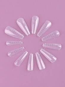FULL BEAUTY Elevate Your Style With 120pcs Coffin Clear Transparent Nail Mould For Home DIY Nail Salon Nail Extension Press On Nails Nail Supplies - Clear - View 7
