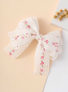 Kẹp tóc trang trí nơ in hoa cho bé gái mới biết đi - Nhiều màu - Xem 1