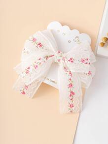 Kẹp tóc trang trí nơ in hoa cho bé gái mới biết đi - Nhiều màu - Xem 2