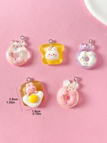 10pcs Cartoon Resin Rabbit & Donut DIY Pendant - Multicolor - View 3