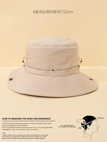 幼童素色防風可調節漁夫帽 - 米色 - 查看 4