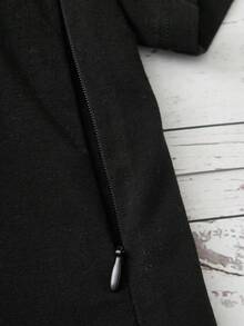 SHEIN Maternity 1pc Letter Graphic Zipper Side Tee - Black - View 5